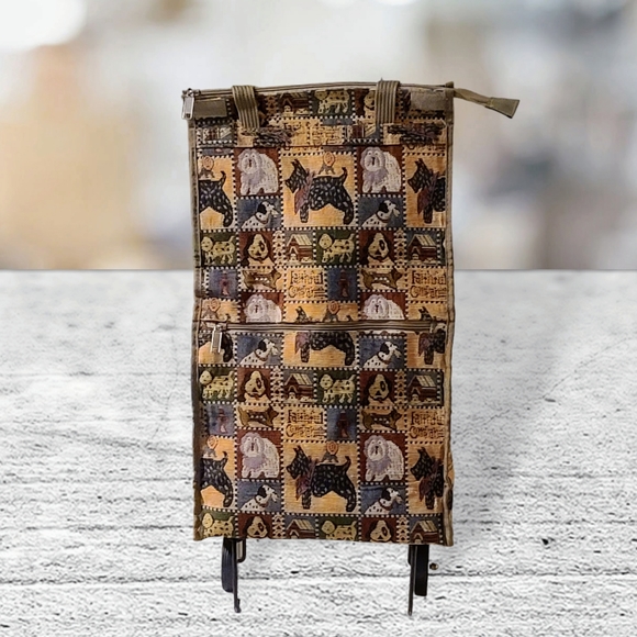 Jade Tapestry Dogs Faithful Companion Collapsible Rolling Travel Bag - Picture 6 of 8